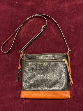 Fossil black and brown crossbody purse